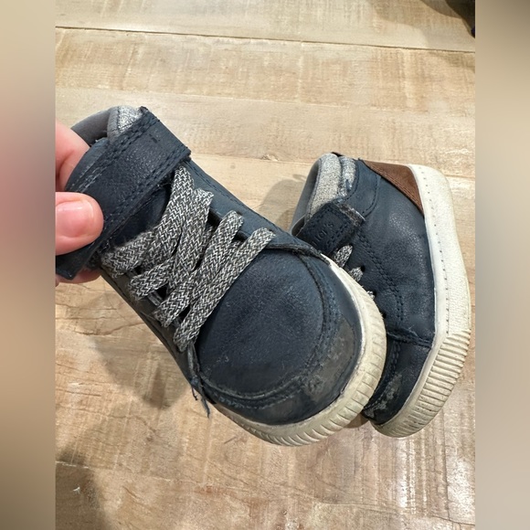 Carters navy blue brown leather high top supportive sneaker tennis shoes boys - Picture 6 of 14